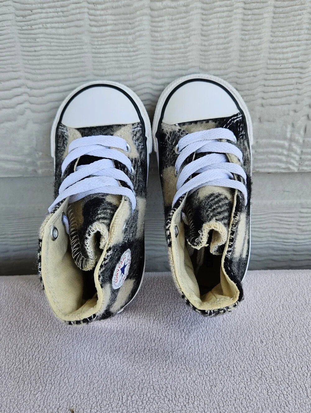 Converse x Woolrich CTAS High TD White Black Sneaker Toddler SZ 7 Plaid Wool